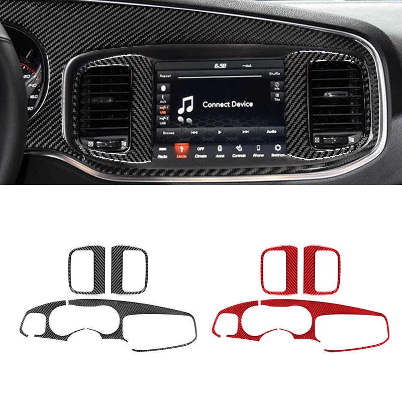 Painel do console central adesivo, painel de ventilação de ar central, fibra de carbono, esquivar carregador 2015, 2016, 2017, 2018, 2019, 2020, 2021, 2022