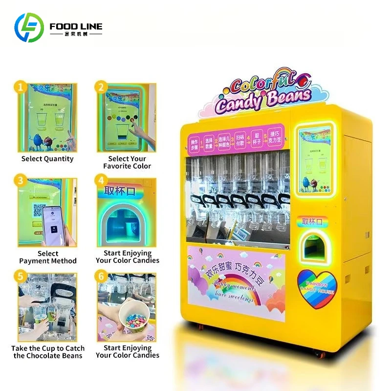 2026 Factory Supplied Fully Automatic Candy Dispenser Vending Machine for Chocolate and Sugar Beans with SDK Function Customized