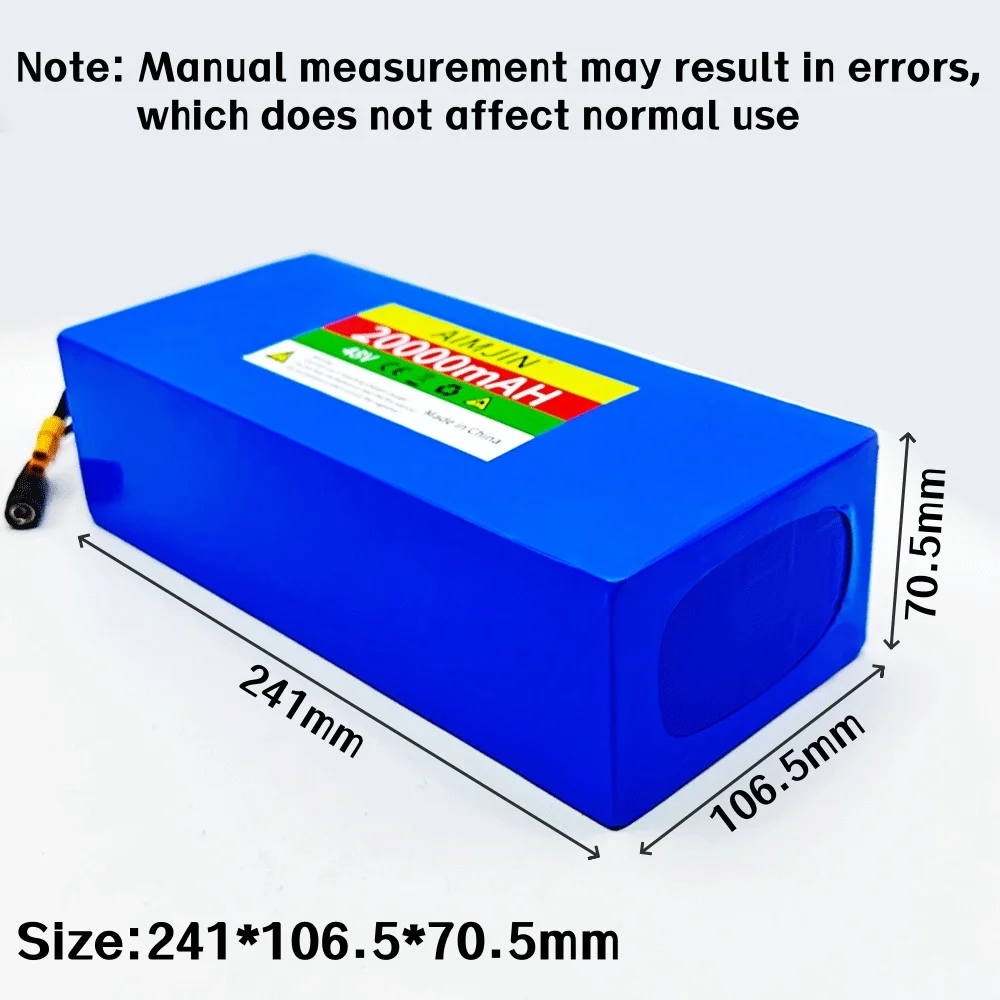 48V 20000MAh 18650 13S5P lithium battery pack with built-in BMS 500-1000W replaceable battery