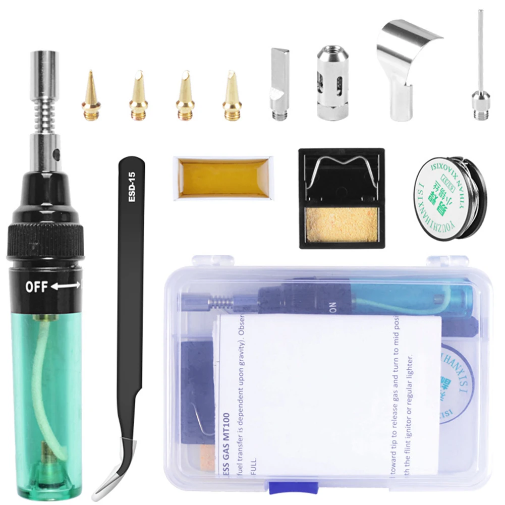 

Soldering Iron kit Gas Soldering Iron Pen 4 IN 1 Portable Gas Soldering Iron Gas Blow Torch Gun Wireless Heating Tool