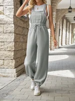 2026 Spring New Casual Drawstring Waist Pocket Overalls Women's Loose-Fit Jogger Jumpsuit for Daily Commuting - Image 2