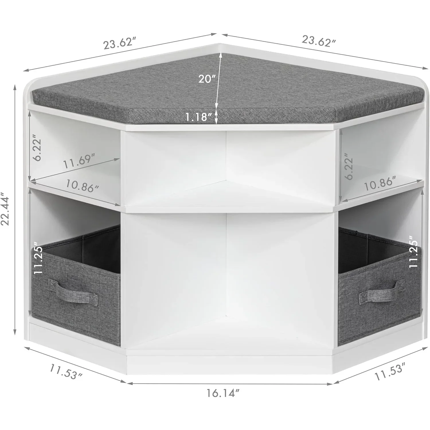 Lectura de esquina infantil con espacio de almacenamiento, mueble 6 cubículos para salón, dormitorio, regalo ideal para niños