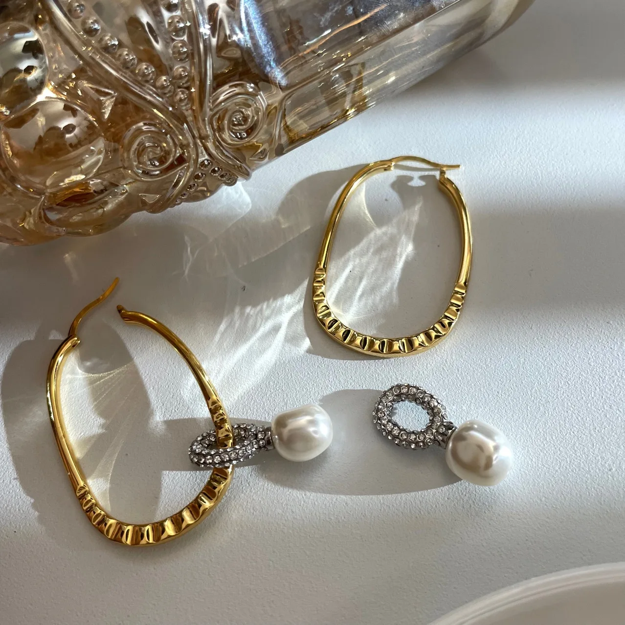 Brass AAA Zircon Natural Freshwater Pearl Big Drop Earrings Women Jewelry Punk Party T Show Gown Runway Korean Japan INS