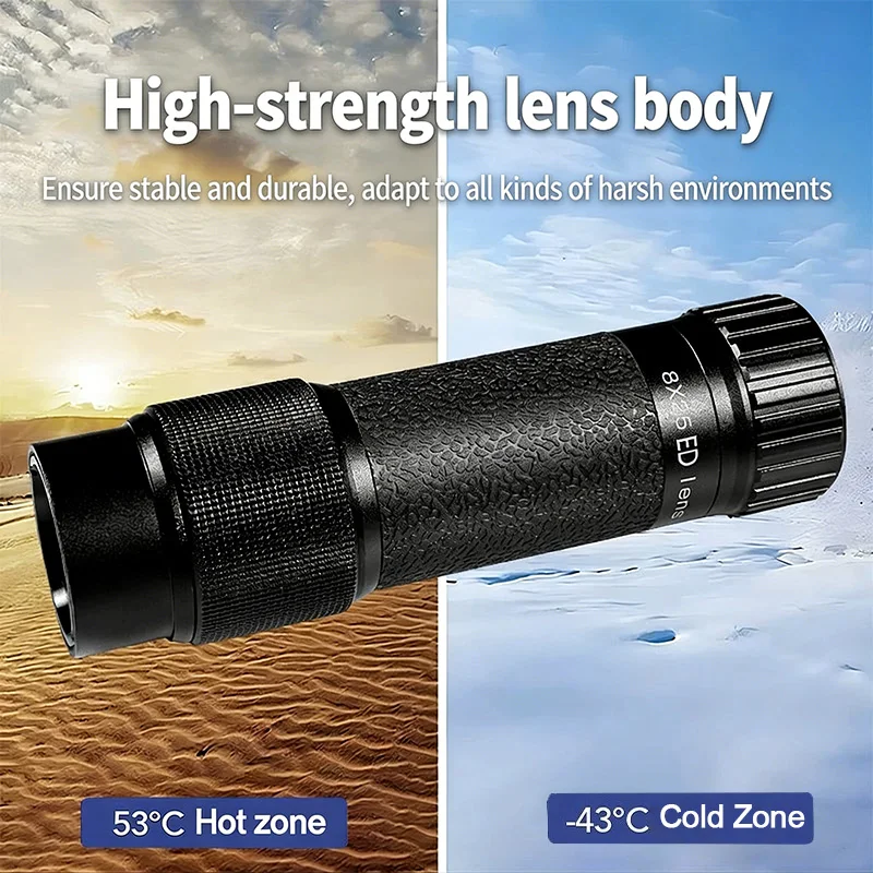 HABO 8x25 Full Metal Monoculars Telescope Multi-layer Coated Imaging Clear Mini Portable Travel Opera Theater Museum Binoculars