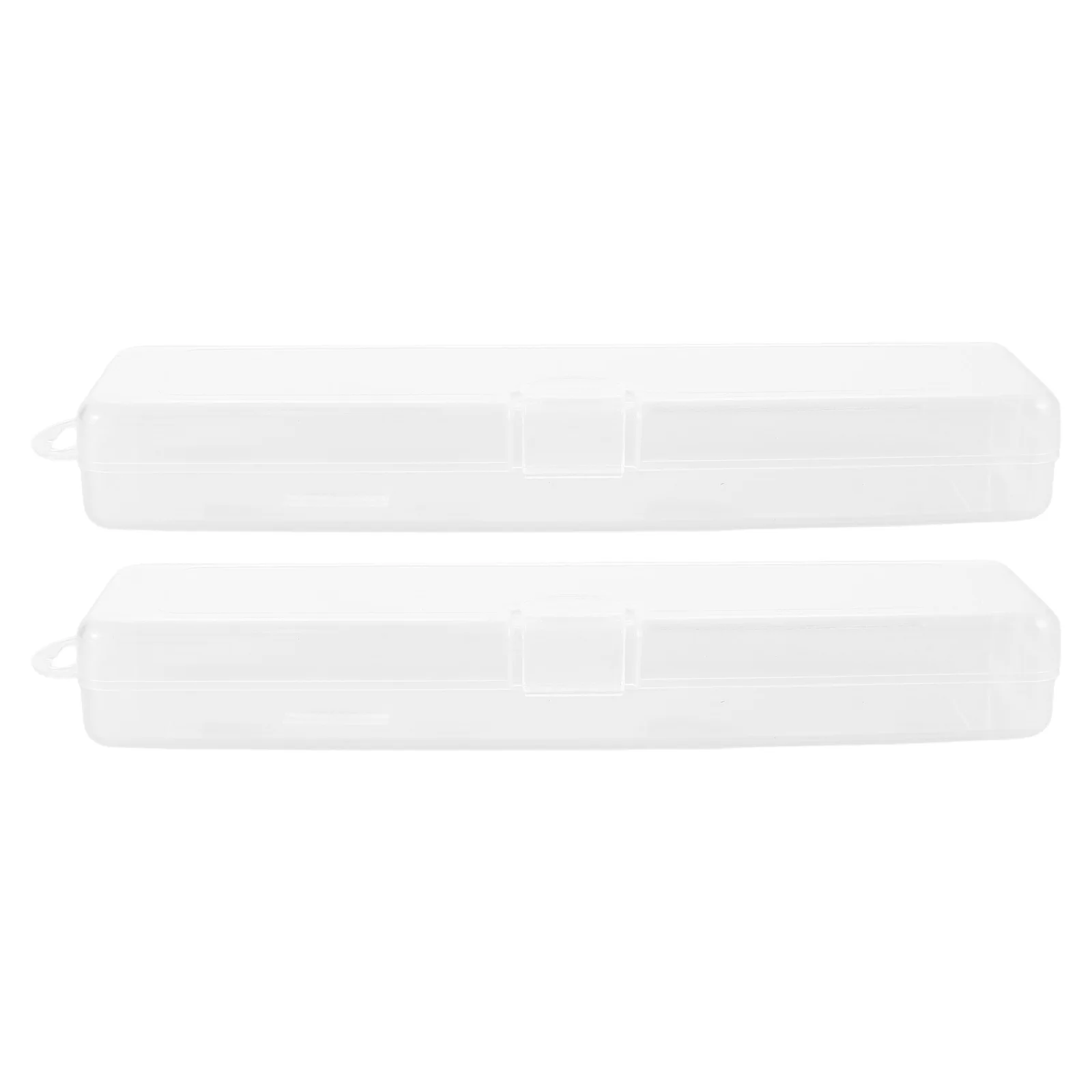 

2pcs Portable Makeup Brush Storage Box with Lid Clear Plastic Travel Eyebrow Pencil Organizer Container