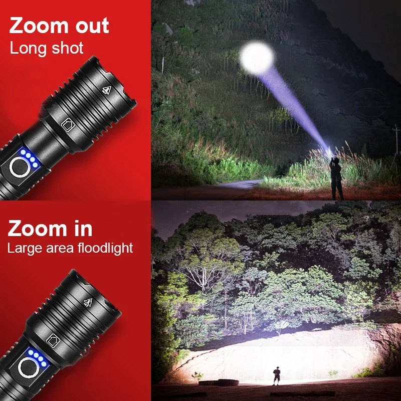 Super XHP120 Powerful Led Flashlight High Power Led Flashlights USB Rechargeable Flashlight Tactical Torch For Camping,Outdoor