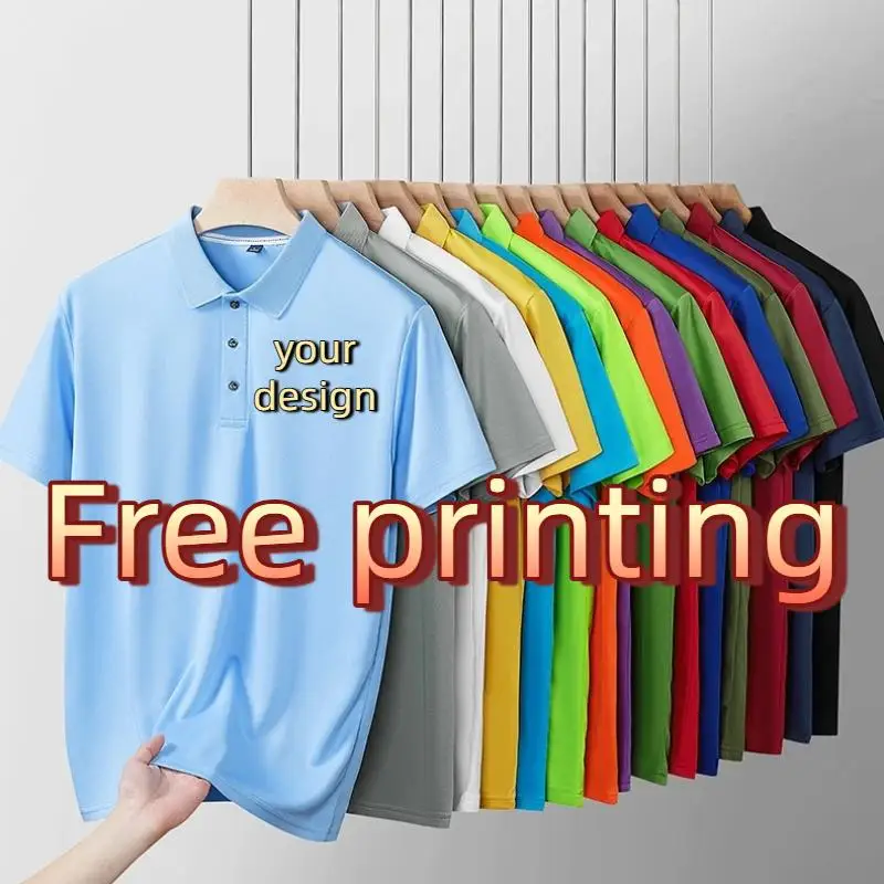 Men's Sports Quick Drying Thin Polo Shirt Personalized Custom Design Print Logo Diy Company Employee Work Clothes Workwear Top
