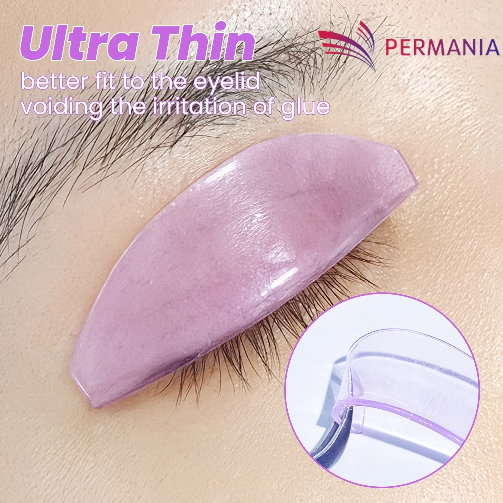 PERMANIA 2PC Silikon Lash Perm Pads Weichmachende Hebe Wimpern Stange Schild Selbstklebende 3D Wimpern Curler Zubehör Make-Up-Tool