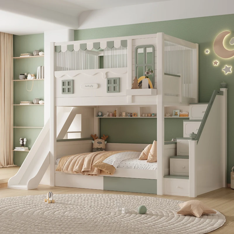 The upper and lower bunk beds are bunks and bunks, the small apartment elevated bed is multi-functional sister and brother bed