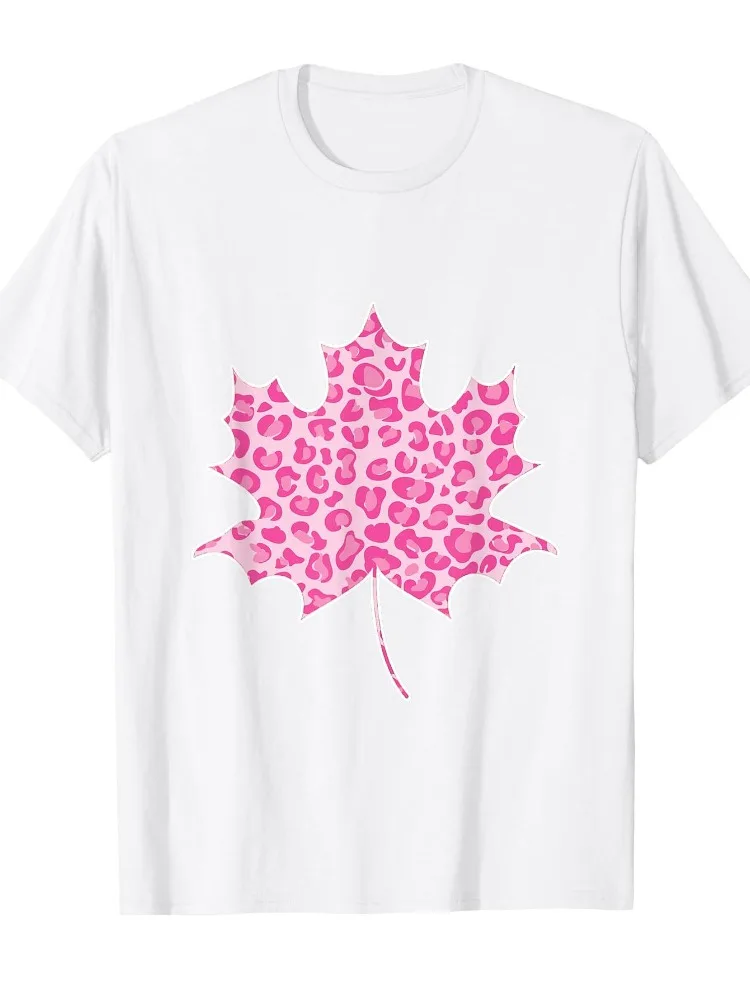 

Women Maple Leaf Print TShirt Stylish Maple Leaf Pattern Casual Crew Neck Short-sleeve Top Suitable for All Seasons Cotton Shirt
