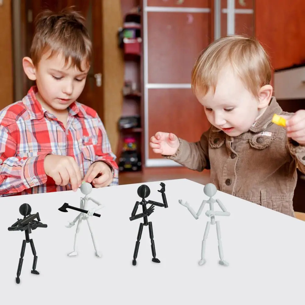Multi-purpose Action Figure Mysterious Stickman Ornament with Fully Poseable Robot Unique Action Figure Decor for Stress Relief
