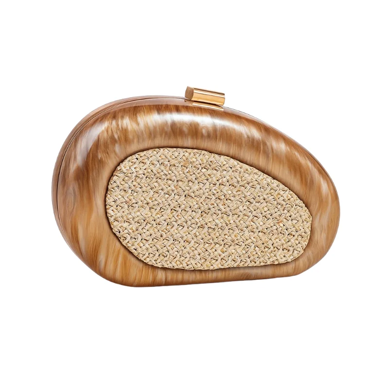 

Женский акриловый тканый вечерний клатч, новый роскошный дизайнерский овальный мини-свадебный кошелек, женские сумки на плечо с цепочкой