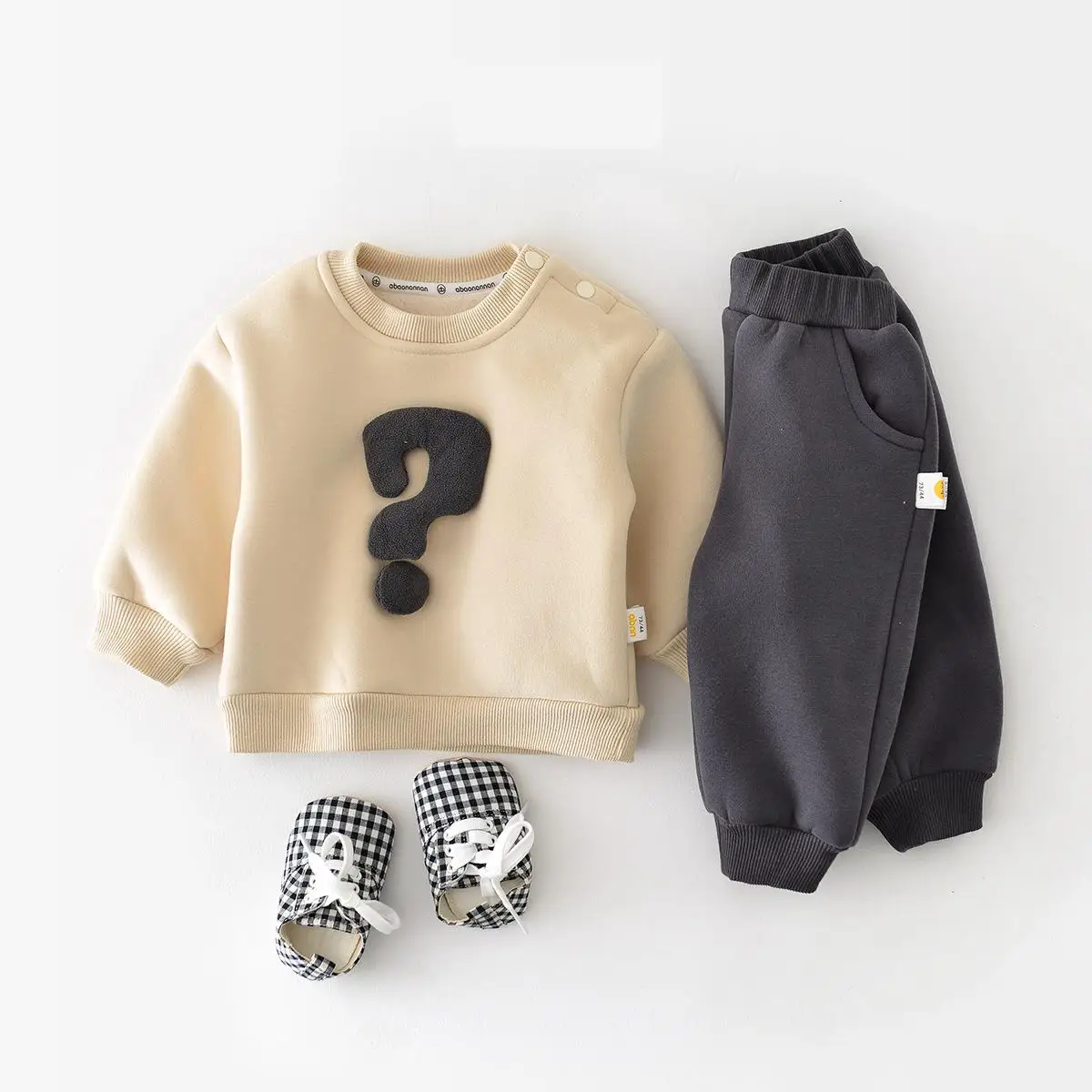 

2025 Winter New Baby Plus Velvet Thick Clothes Set Boys Girls Fleece Sweatshirt + Pants 2pcs Suit Toddler Warm Casual Outfits