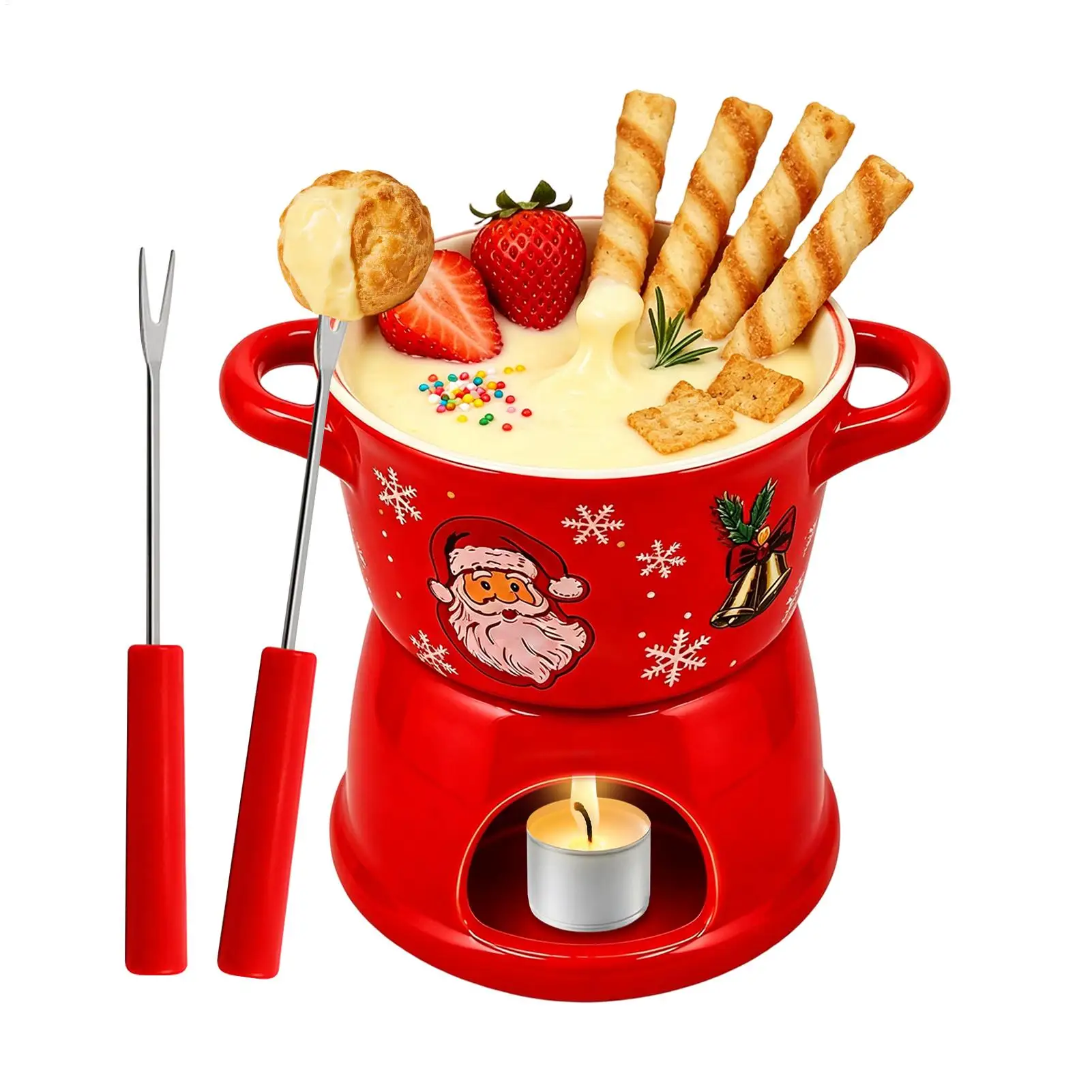 Chocolate Melting Mug 300ml Ceramic Dipping Melting Pot With Fork Chocolate Fondue Cup For Cheese Butter Candy Tea Cold Weather