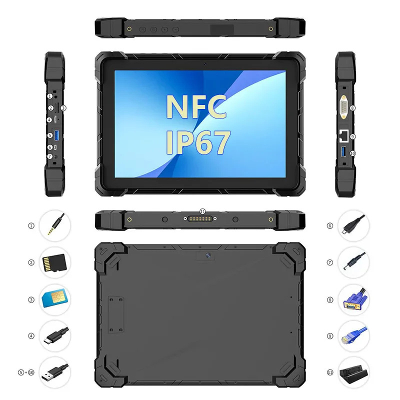 Best Sell NFC 10.1 Inch Outdoor Waterproof Touch Screen Monitor Windows11 Tablet Terminal Tablet Pc Industrial Rugged Tablet