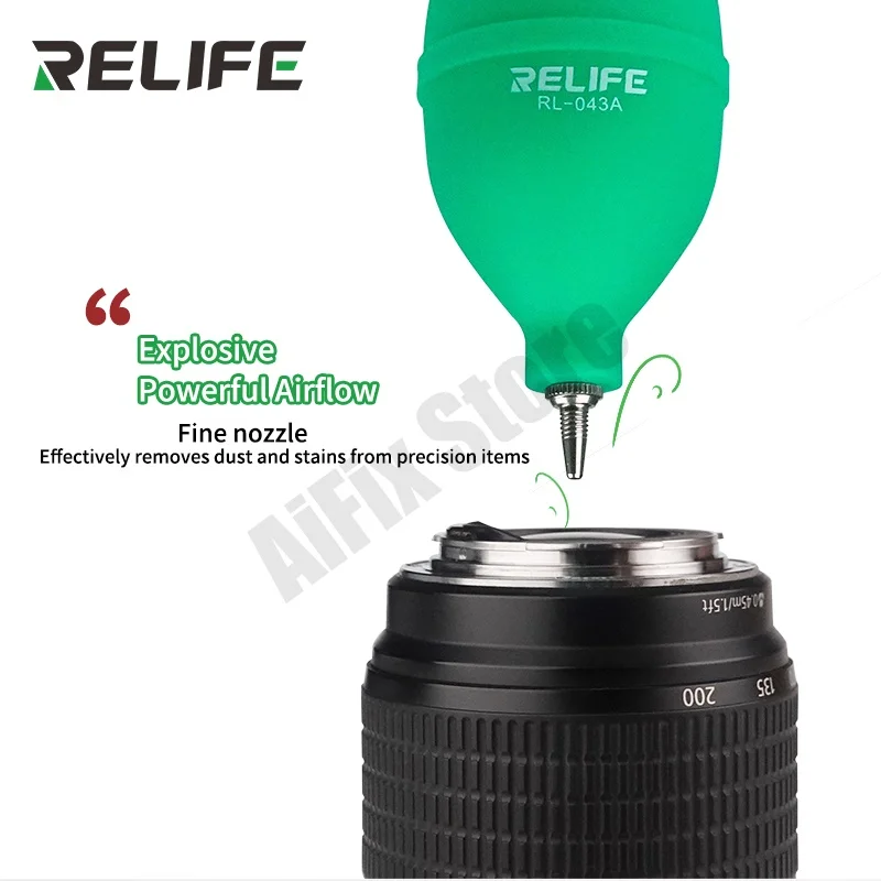 Relife 430A Air Dust Blower with Metal Intake Value Vacuum Ball Silicone Soft Body for LCD Screen Camera Lens Clean