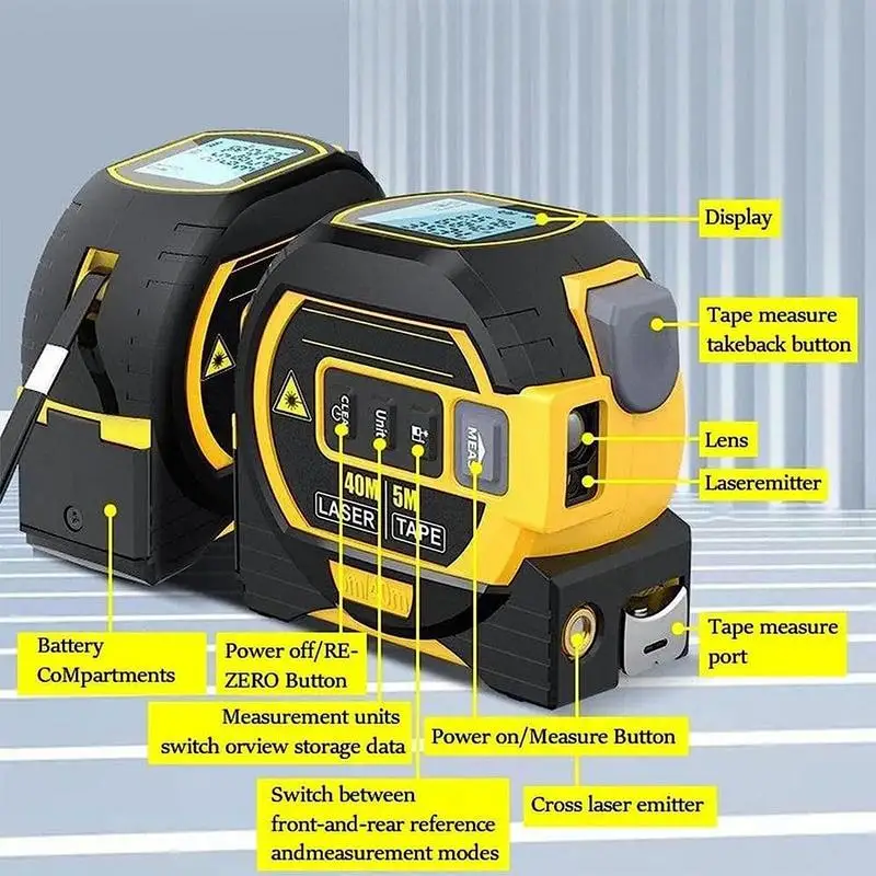 Auto Lock Tape With Instant Digital Readout Multi-Functional Infrared Tape Measure Self-Locking Measurement Tool With Ed Display