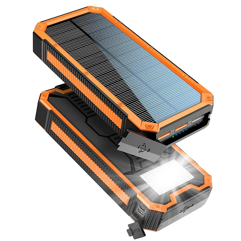 

Waterproof Solar Power Bank 30000mAh PD20W Fast Charging Portable Charger for iPhone Samsung Xiaomi Powerbank with Camping Light