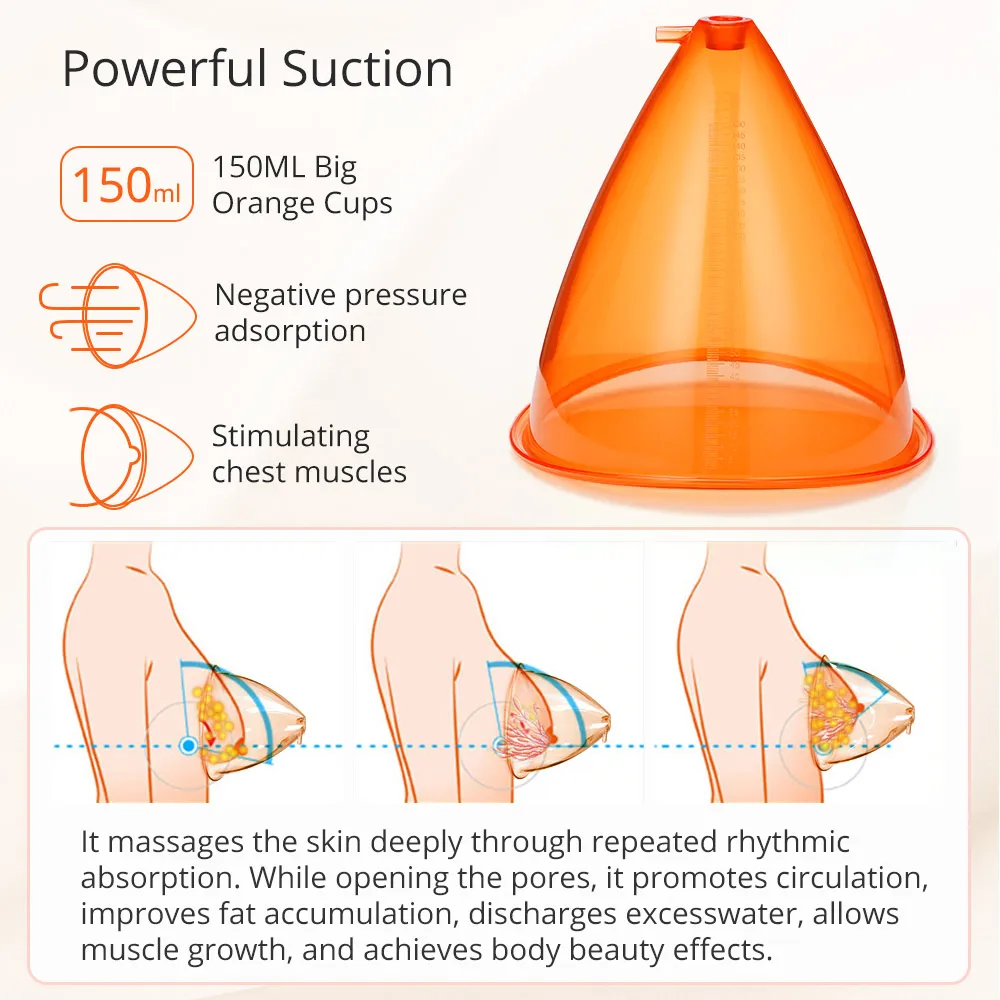 Big XL Size 150ml Cups Vacuum Therapy Butt Lifting Enhancement Equipment Massaging Breast Enlargement Machine