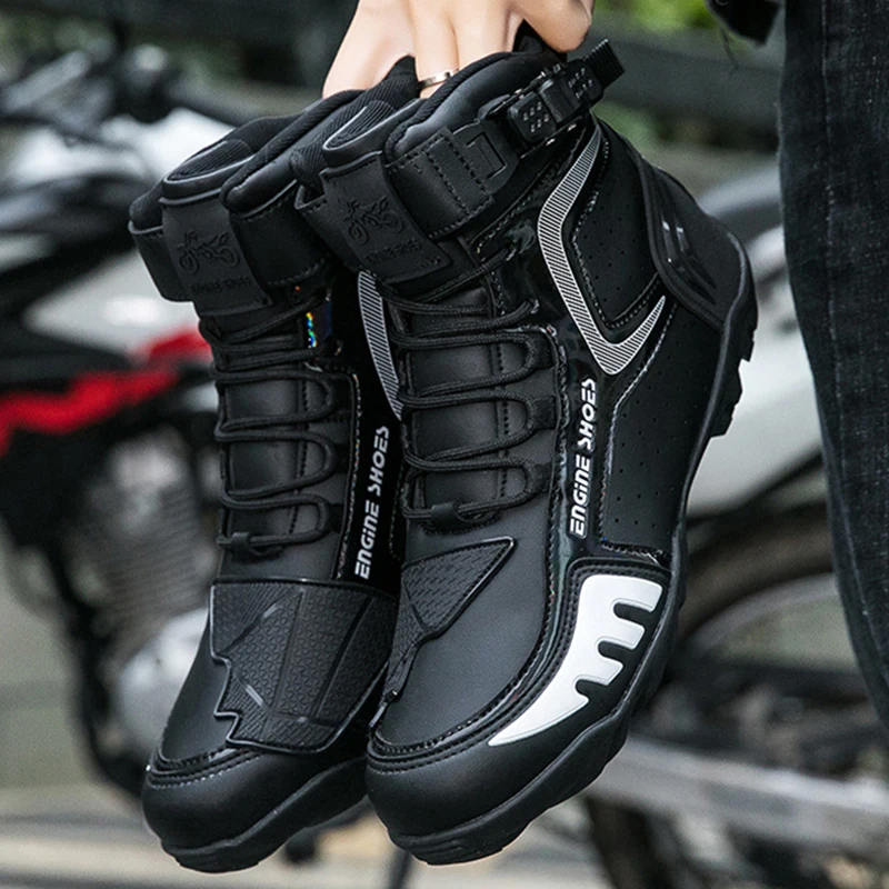 Motorcycle Shoes 2024 New Men Motos Breathable Anti Slip Riders Boots Motocross Riding Ankle Boots Motorbike Racing Shoes