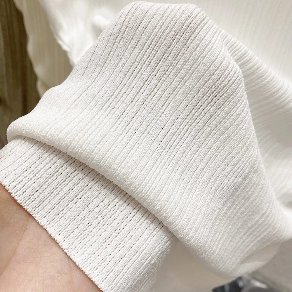 2026 Spring Summer Ice Silk Knit T-Shirt Half High Neck Waist Slimming Unique Design Slim Fit Short Sleeve Inner Tops