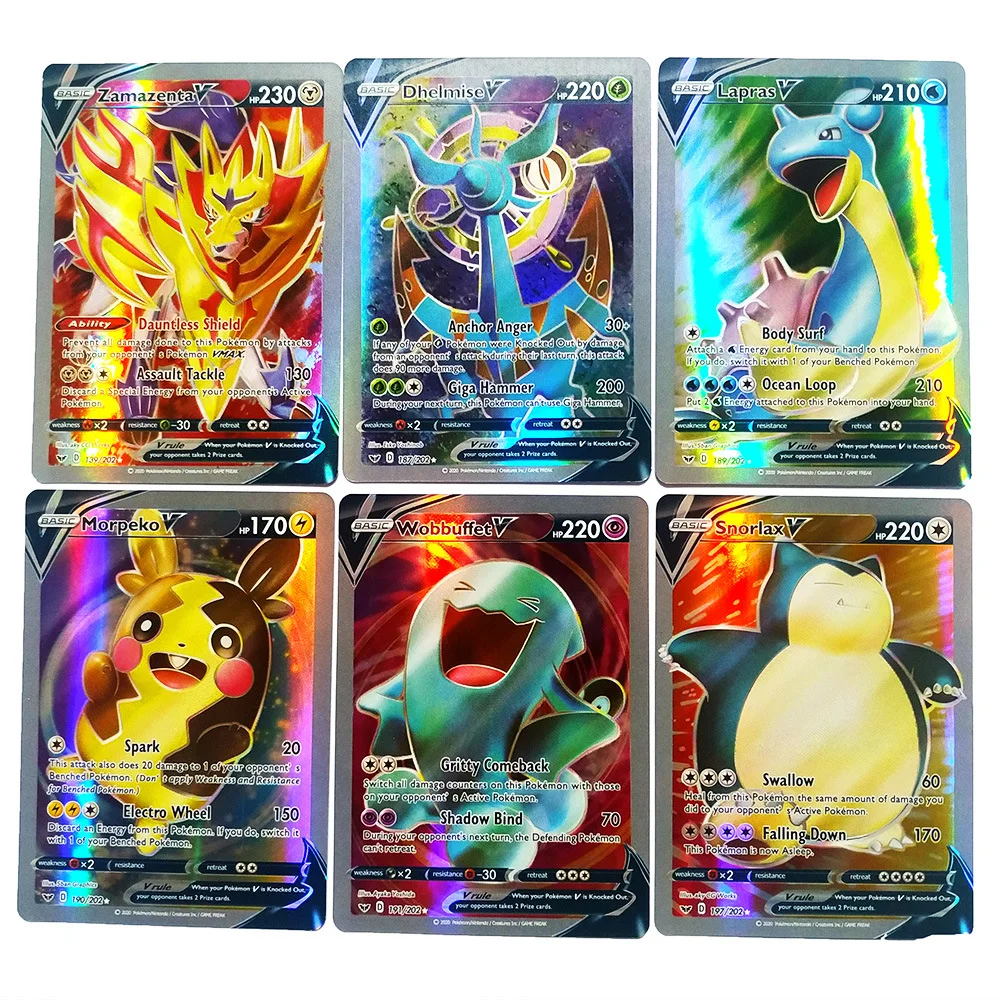 100PCS Pokemon v Cards original GX EX MEGA VMAX Card pokimon cards Games Booster Box English Trading Collection Battle Card Toys