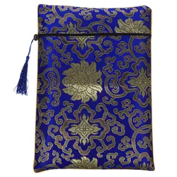 Blue Zipper Design Large Capacity Pen Bag Bible Book Bag Notebook Cover Decorative Stationery Bag Pencil Case For Travel