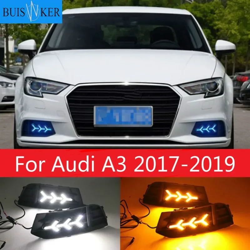 

1 set LED DRL Daytime driving Running Lights Daylight Fog Lamp cover hole light DRL For Audi A3 2017-2019