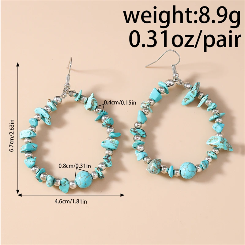 Modische, handgefertigte Ohrringe mit türkisfarbenen Perlen, ideal für Damen und Mädchen, als Schmuck für Partys und Festivals, ein tolles Geschenk. – Detail 5