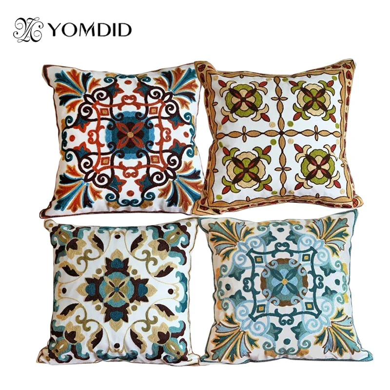 YOMDID Hot New National Style Sofa/car Cushion Cover Flowers and Fashion Pillow Cover Decorative Cushion Cover Hand-Embroidered