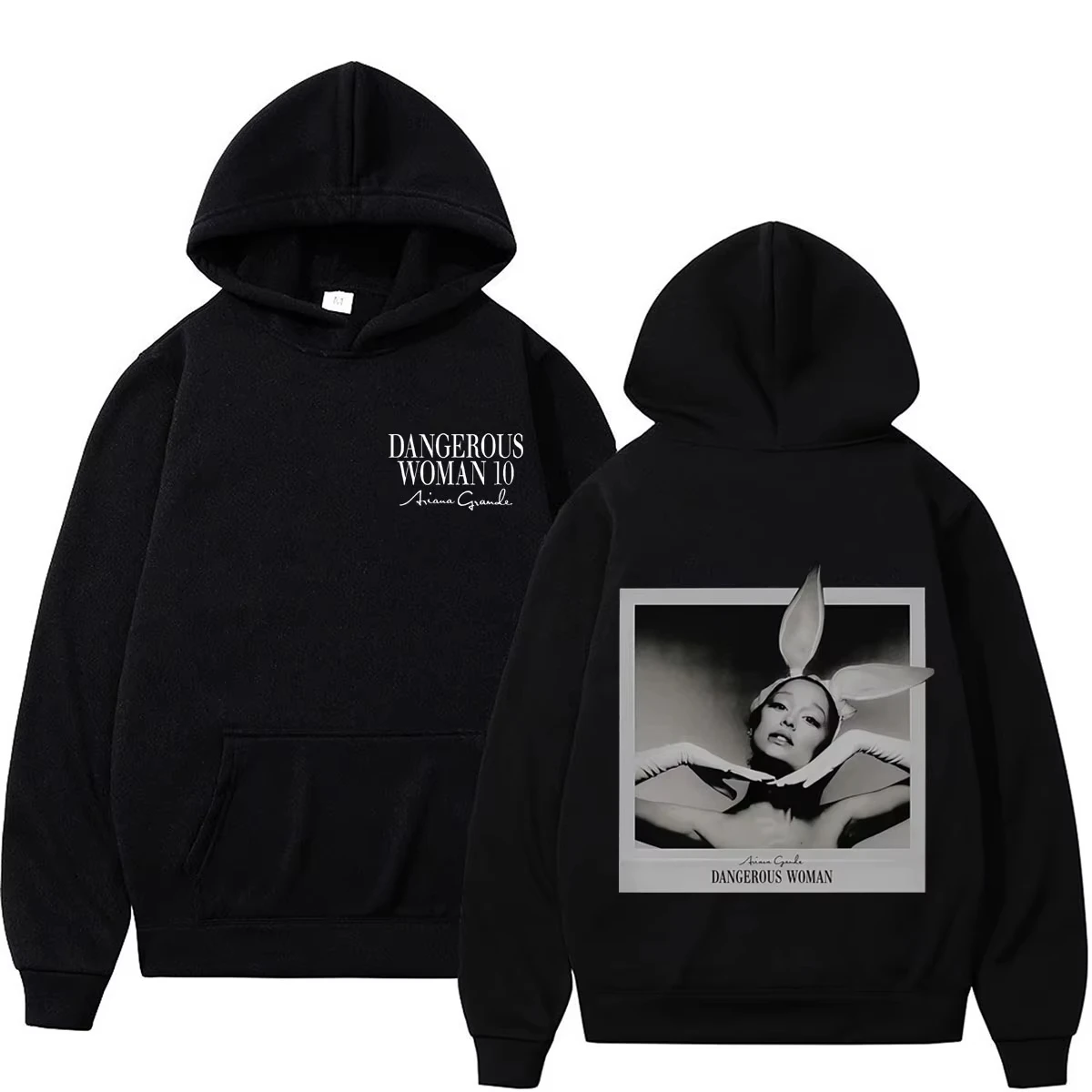 Men Women Navy Ariana Grande Hoodie Dangerous Woman Portrait Graphic Sweatshirt Pop Music Fan Merch Casual Hooded Pullover