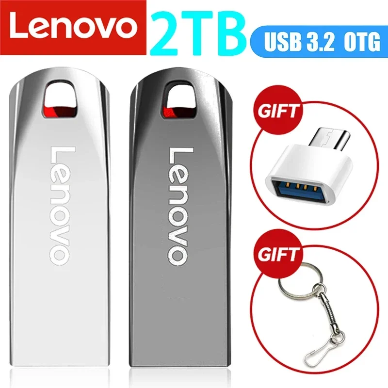 Lenovo USB 3.0 Flash Drive, stik memori kecepatan tinggi 2TB 1TB 3. 0 512gb untuk PC