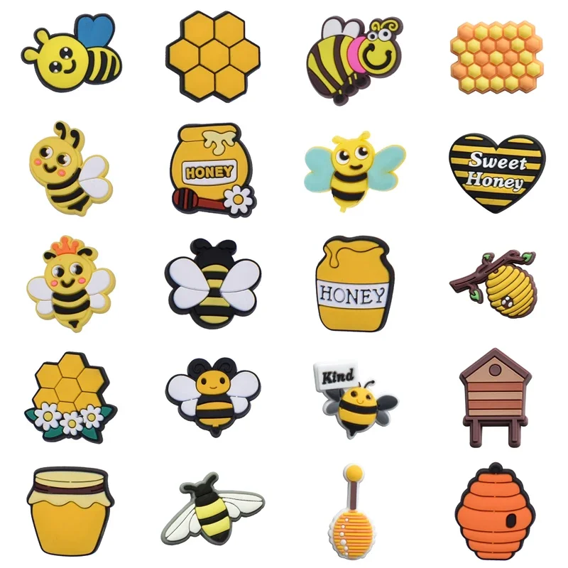 100 ชิ้นจํานวนมากรองเท้า Charms สําหรับ Crocs อุปกรณ์เสริม Bee Honey Hive รองเท้า Charm สําหรับ Croc ตกแต่ง Pins กางเกงยีนส์ผู้ชายผู้หญิง Clogs คลิป