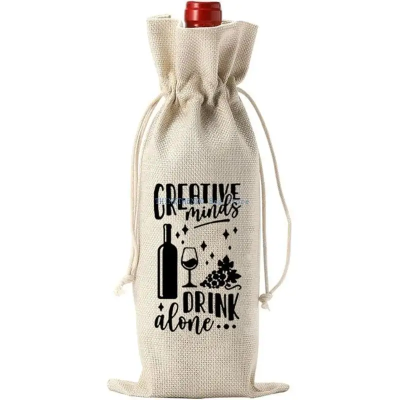 340D Linen Wine Bag for Christmas Gift Perfect for Farewell and Moving Away Celebration with Friend Reusable Wine Bag