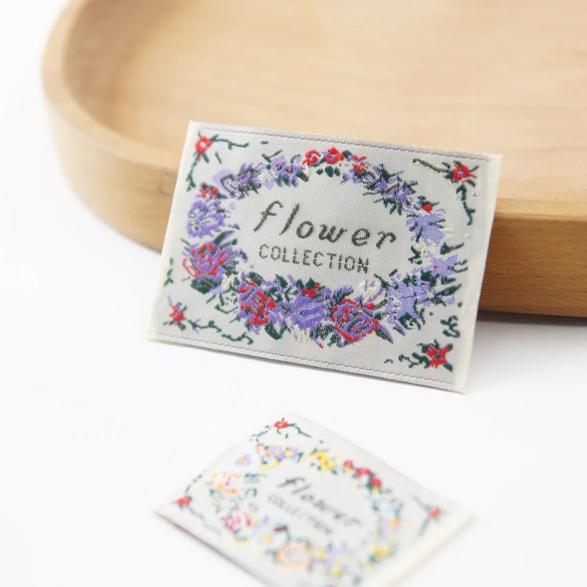 Handmade fabric labels, flower series, lavender garlands, embroidery accessories, sewing and weaving