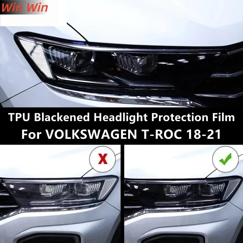 

Для VOLKSWAGEN T-ROC 18-21 ТПУ черненая защитная пленка для фар, защита фар, модификация пленки