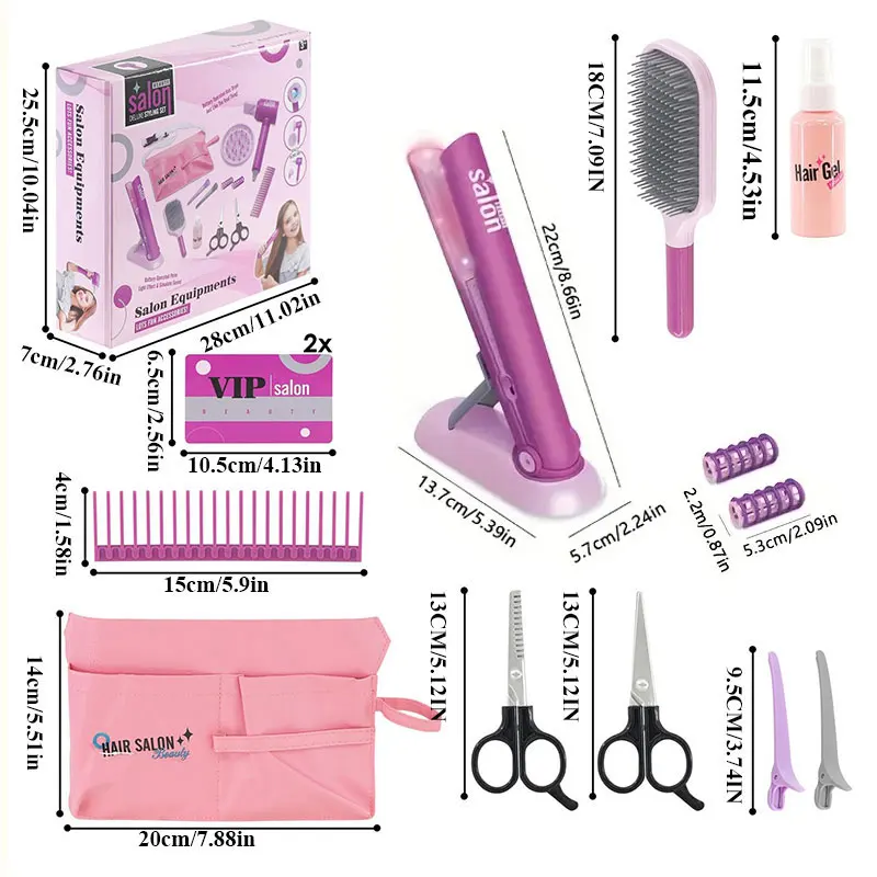 Kids Hair Beauty Makeup Set Girl Simulation Hair Dryer Fashion Styling Tool Pretend Play Children Toys House Gift