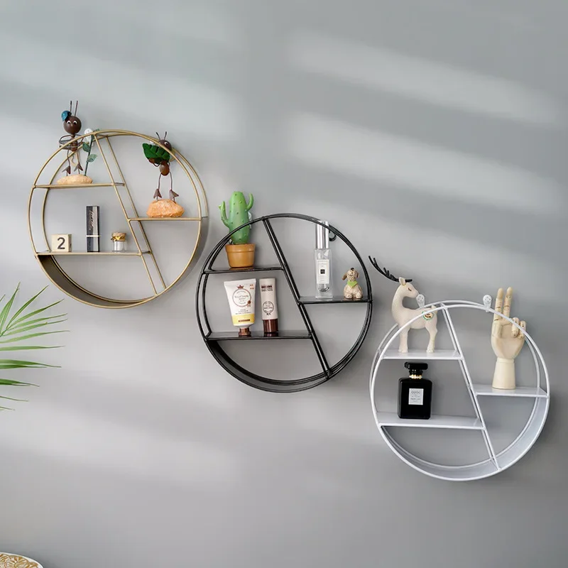 Wall Mounted Floating Shelves Decorative Shelves Circular Storage Rack Creative Plant Flower Pot Tray Nordic Home Decoration