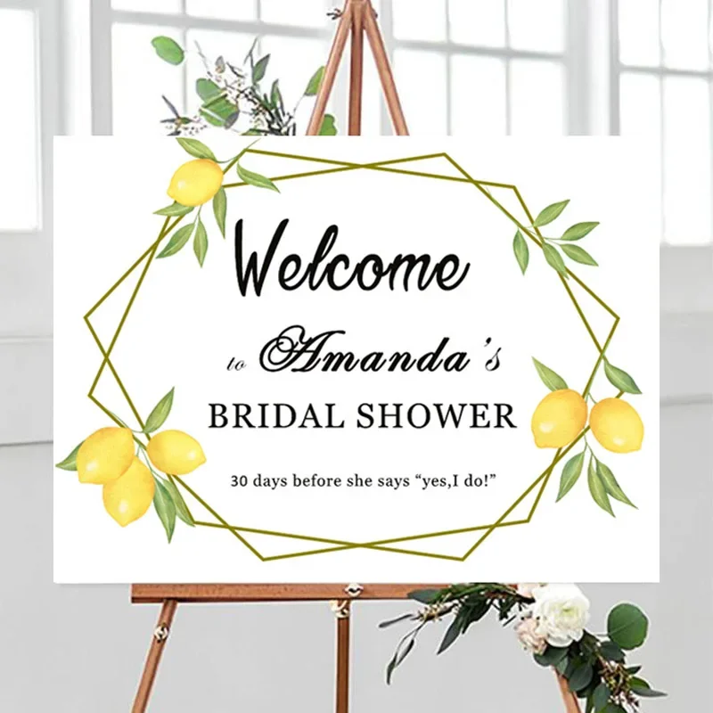 1PC Welcome bridal shower party decorations personality WEDDING SIGN guest guide lemon paterrn custom bride to be party decor