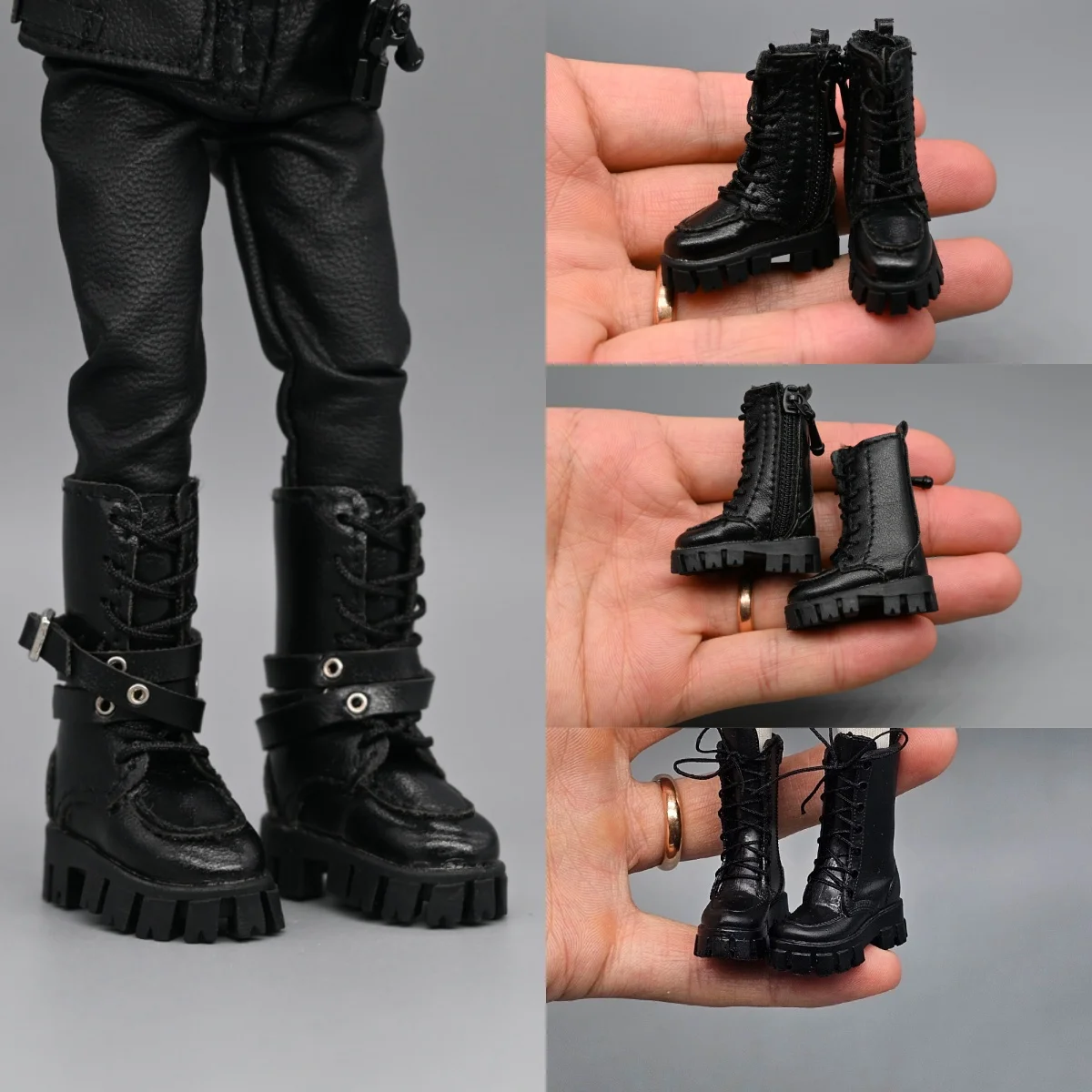 【Keine Abbildung】Handgefertigte weibliche Soldatin im Maßstab 1:12, schwarze Lederstiefel, Schuhe, passend für ASi 3.0 OB24, 15,2 cm große Actionfigur, Modellspielzeug