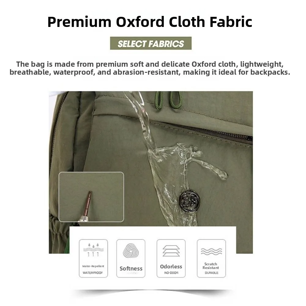 Minimalist Anti Theft Women Nylon Backpack Japanese Style Large Capacity Travel Shoulder Bag Solid Color Student Schoolbag Daily