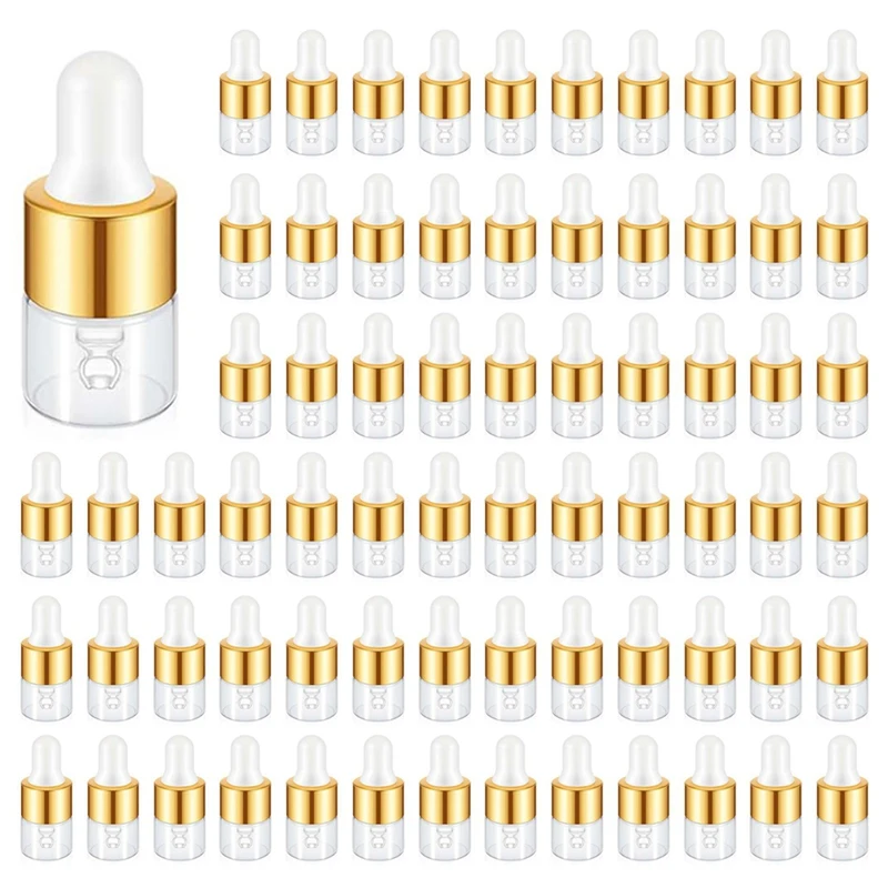 

200Pcs Mini Glass Dropper Bottle Bulk Clear Essential Oil Dropper Bottles Small Glass Dropping Sample Containers 1 Ml