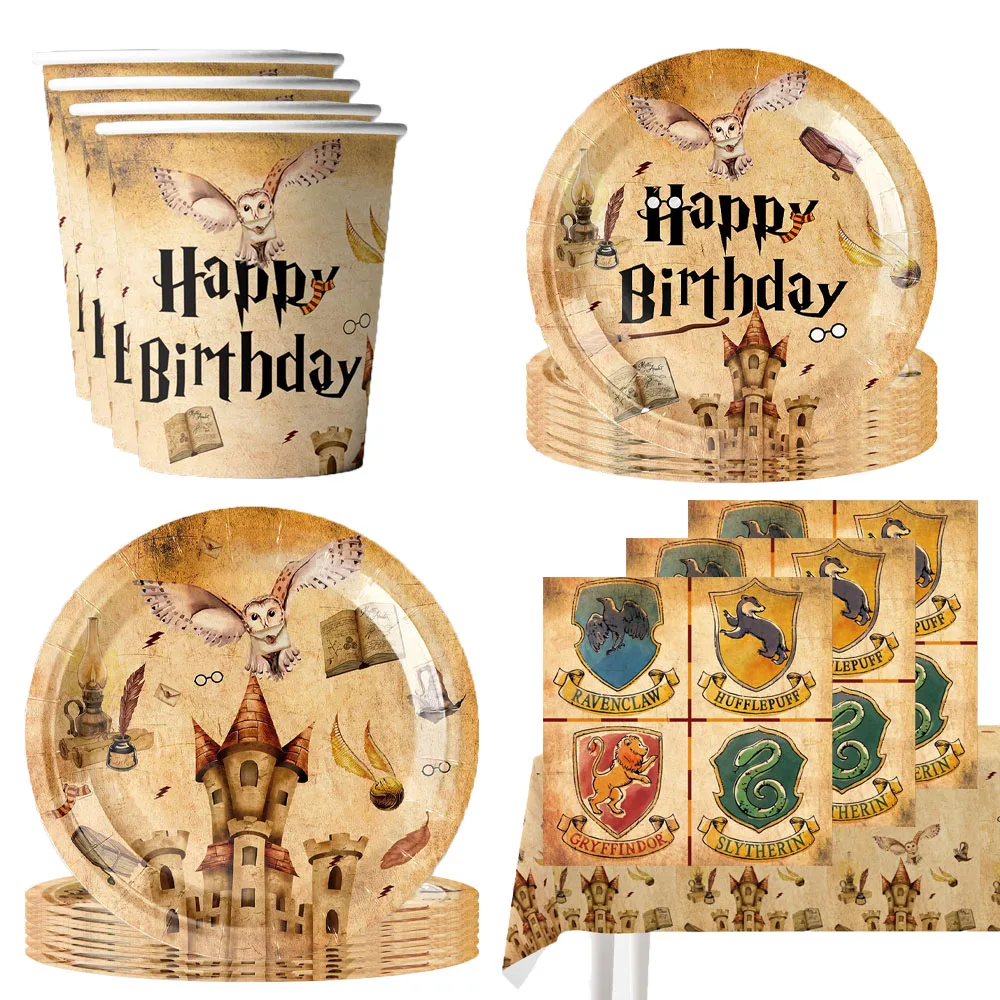 Kayou - Thème de dessin animé - Harry - Décoration de fête d'anniversaire - Fournitures de fête jetables - Ensemble de vaisselle de fête - Fournitures de fête d'anniversaire pour garçons
