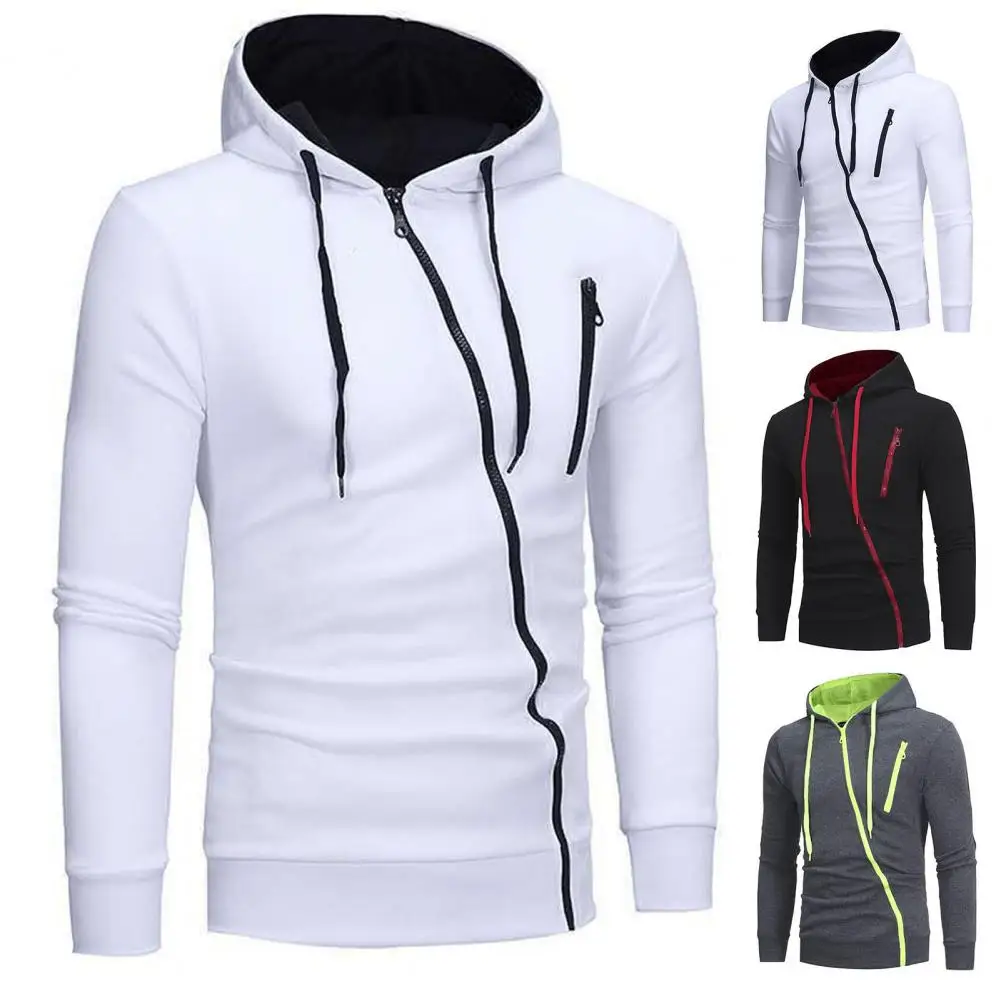 Manga comprida quente oblíqua zíper hoodie, casaco fino, pele-friendly, fabuloso, outono e inverno