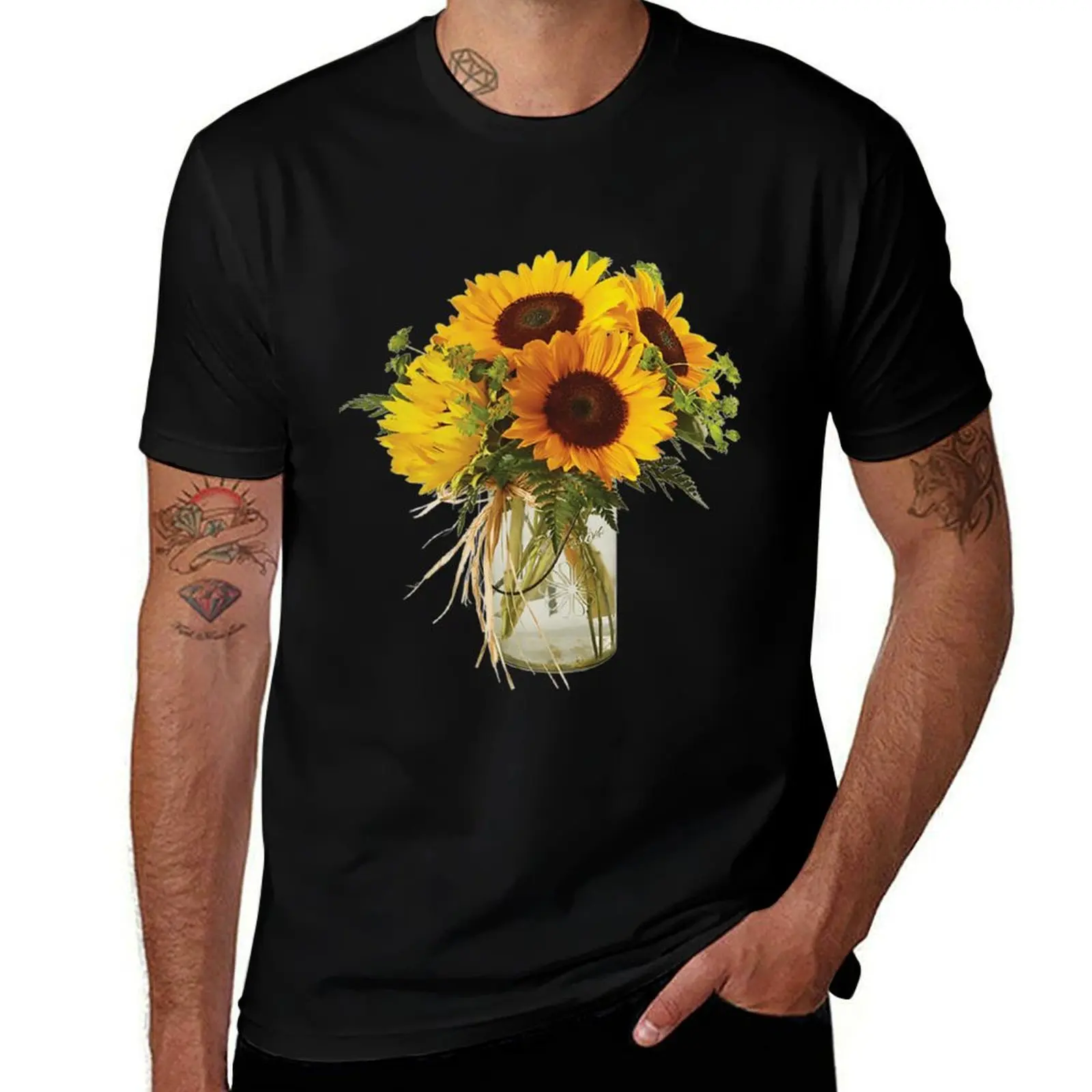 

man Sunflowers T-Shirt Mason Jar graphic t t shirts shirts in designer for
