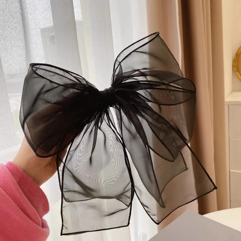 Horquilla de lazo de Organza de doble capa para mujer, pinzas para el cabello de primavera dulce, accesorios para el cabello de moda para niña 2023