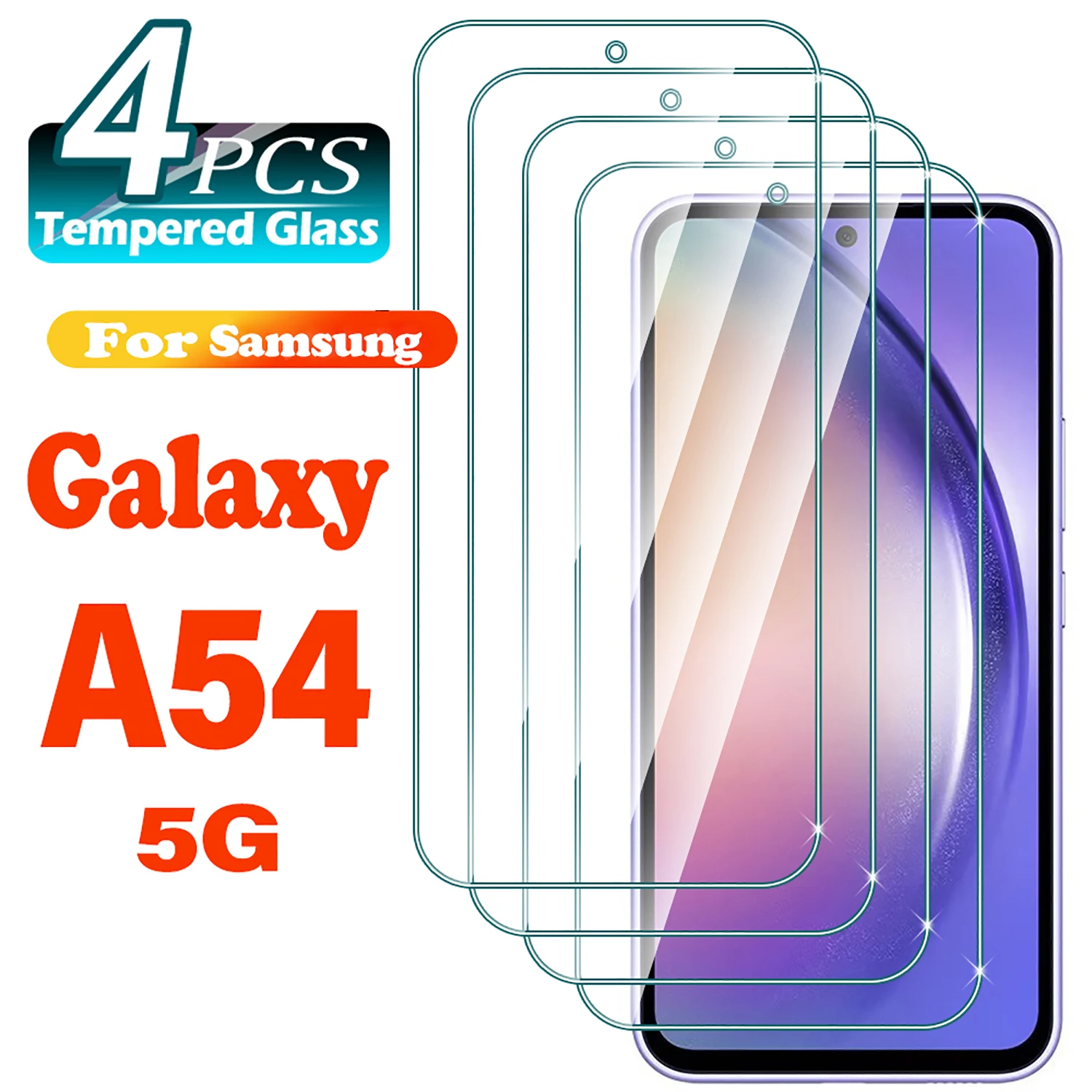 1/4Pcs Protective Tempered Glass For Samsung Galaxy A54 5G A 54 Screen Protector Film