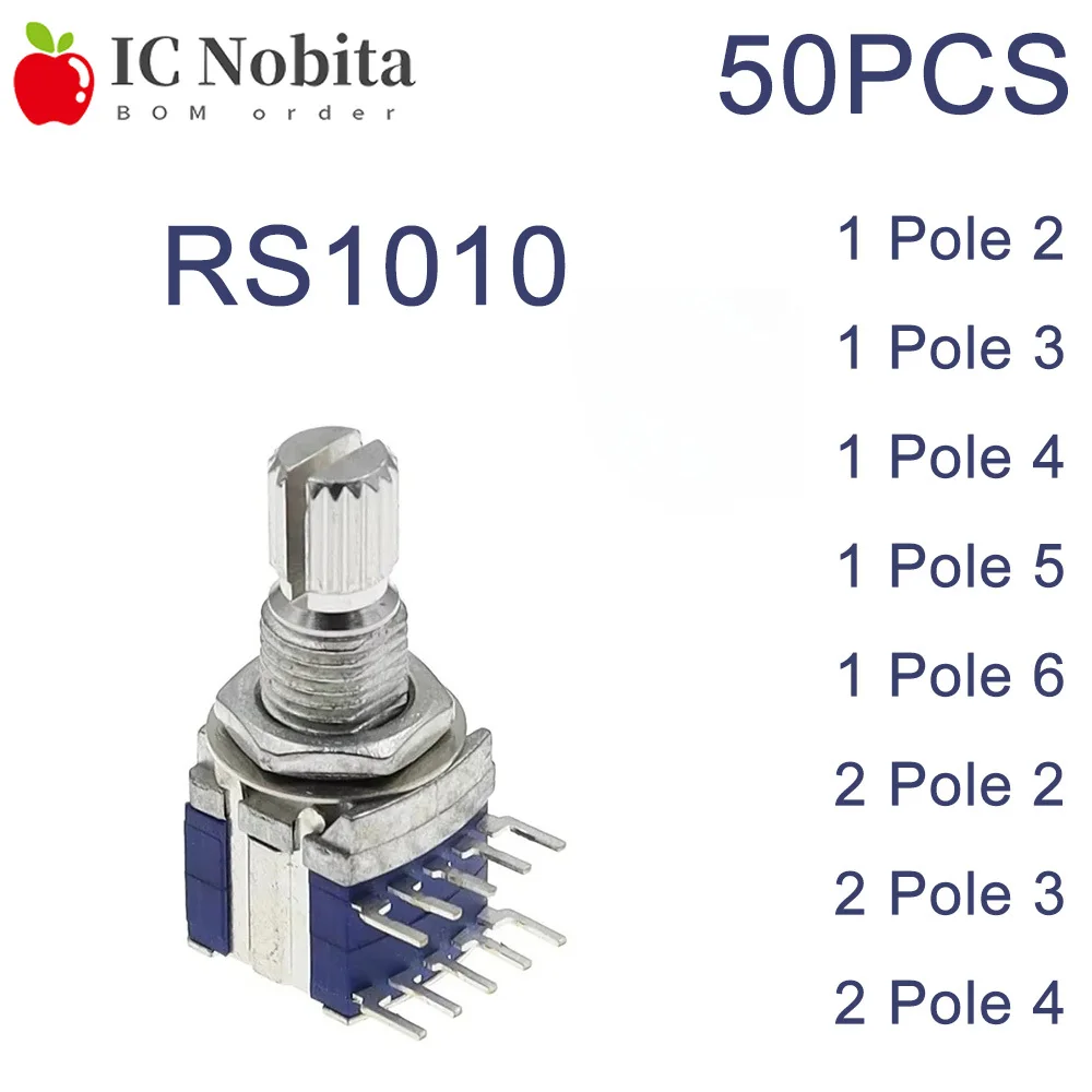 50PCS RS1010 Band Switch Multi-Position Sealed Rotary Switches 1 Pole 4/5/6 Position 2 Pole 3 /4 Position Gear Change Switch