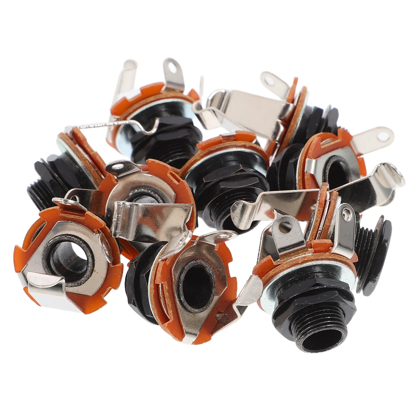 

10Pcs Black Jack Socket 6.35mm Guitar Input Output Connector Rigid Iron Copper Build for Electric Bass Acoustic Replacement