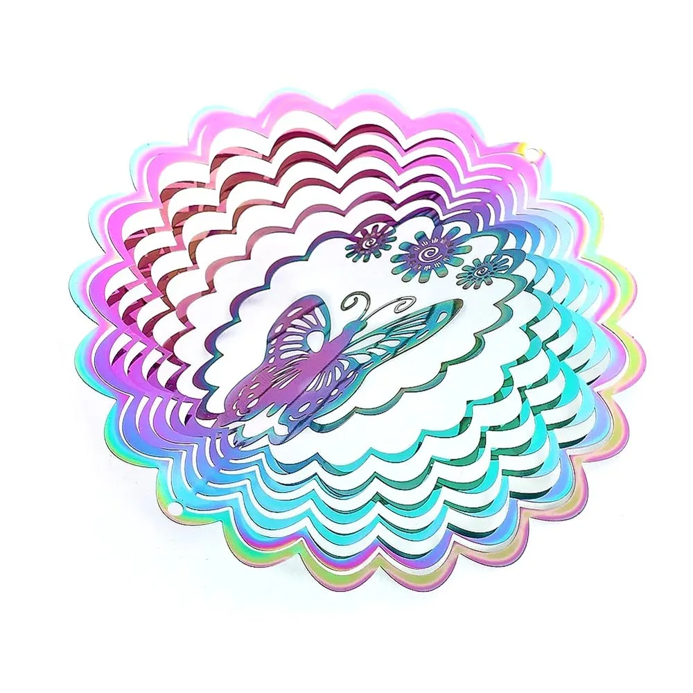 

3D Gradient Color Wind Spinner Catcher Flowing Light Effect Bird Deterrent Wind Chime Dynamic Pendant Garden Yard Hanging Decor